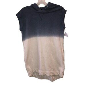 Zella Womens Large Blue White Hooded Sleeveless Sweatshirt Size L 10 12